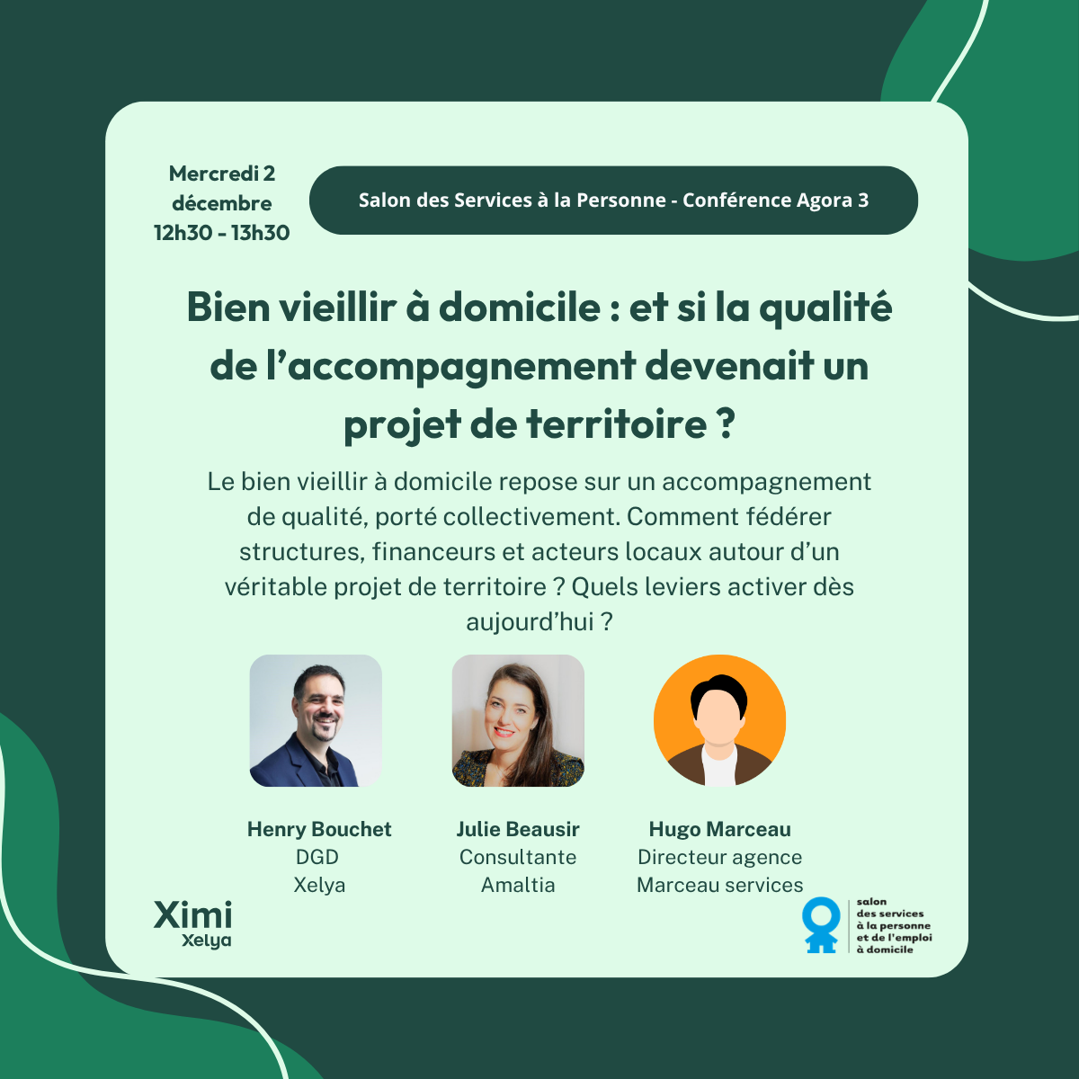 Conférence Agora 3 – Bien vieillir à domicile : et si la qualité de l'accompagnement devenait un projet de territoire ? – mercredi 2 décembre 2026, 12h30-13h30